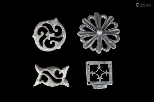 COLLECTION OF FOUR ROMANO-CELTIC BRONZE BROOCHES/FITTINGS