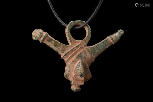 ROMAN BRONZE PHALLIC PENDANT WITH MANUS FICA GESTURE