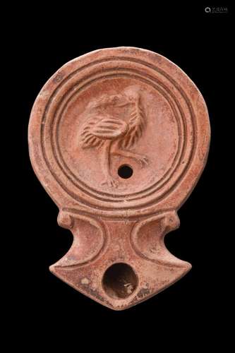 ROMAN TERRACOTTA OIL LAMP WITH HERON