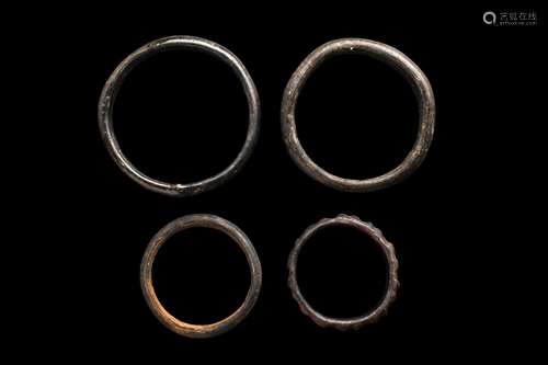 COLLECTION OF FOUR ROMAN GLASS BRACELETS