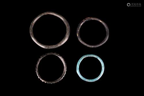 COLLECTION OF FOUR ROMAN GLASS BRACELETS