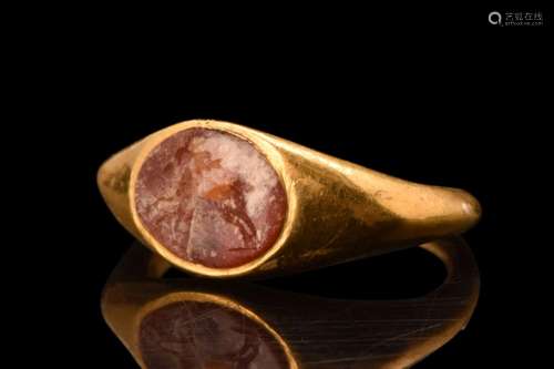 ROMAN GOLD RING WITH DEER INTAGLIO