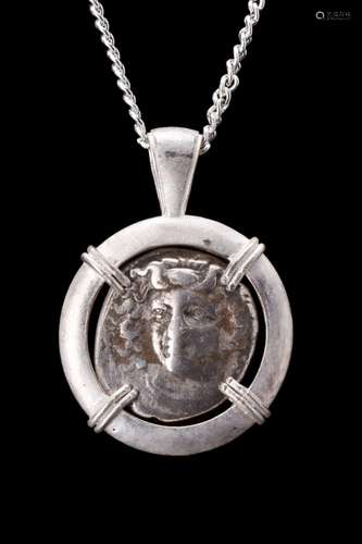 LARISSA SILVER DRACHM IN SILVER PENDANT