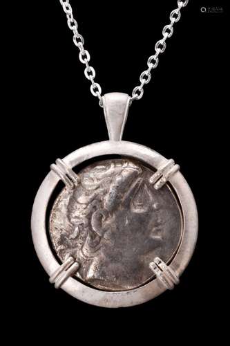 ANTIOCHUS I SOTER TETRADRACHM IN SILVER PENDANT