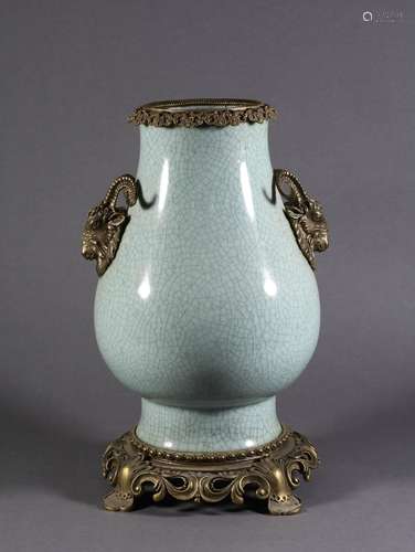 An Ormolu Mounted Celadon Glaze Vase