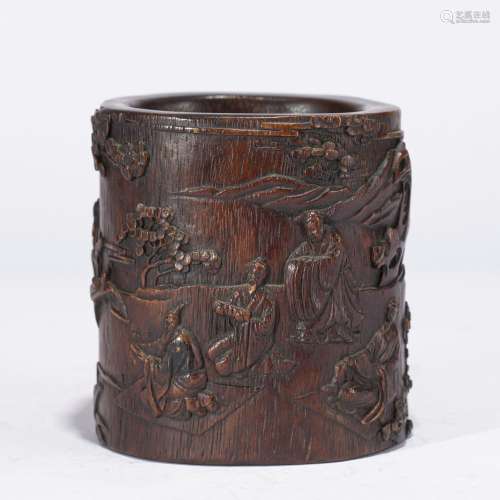 A Carved Agarwood Container