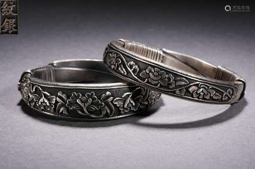 A set of silver bracelets