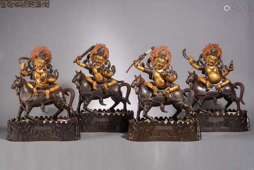 A Set of Statues of the Four Great Vajra Guardians