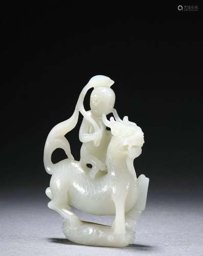 A Hetian jade unicorn sending a child