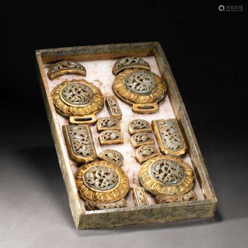 A set of gold inlaid ornaments