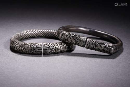 A set of silver bracelets