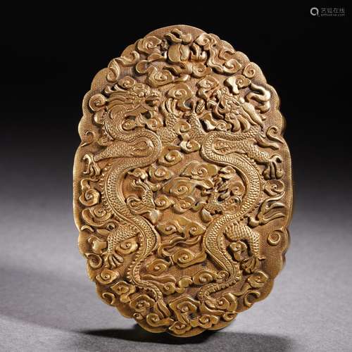 A Silver Gilt High Relief Dragon Pattern Palace Plaque