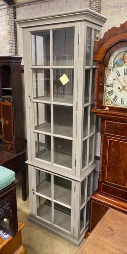 An eau de nil painted display cabinet, width 73cm, depth 39c...