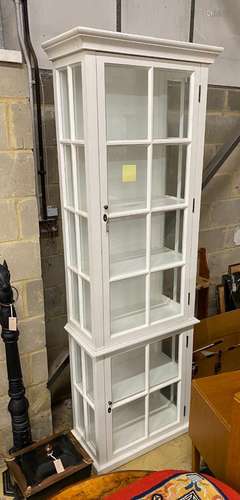 A white painted display cabinet, width 73cm, depth 39cm, hei...