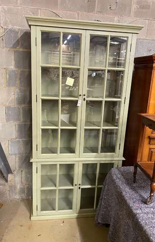 A large eau de nil painted display cabinet, width 116cm, dep...