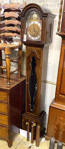 A 20th century mahogany chiming grandmother clock, height 18...