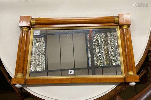 A Victorian birds eye maple parcel gilt overmantel mirror, w...