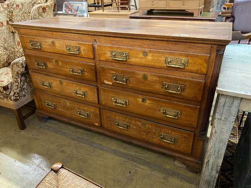 A late 18th century oak and mahogany crossbanded mule chest ...