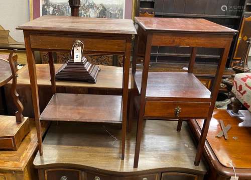 An Edwardian mahogany two tier table and a 19th century maho...