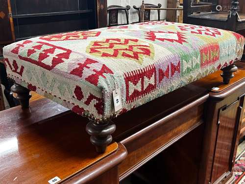 A large contemporary rectangular polychrome Kilim footstool ...