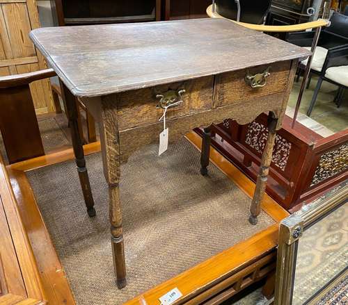 An 18th century oak side table, width 71cm, depth 45cm, heig...