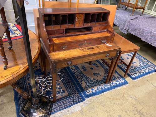 A George III and later inlaid mahogany writing desk, adapted...