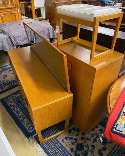 A mid century teak dressing table, width 147cm, depth 43cm, ...