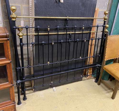 A Victorian style brass mounted double bed frame with divan,...