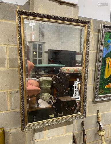 A modern gilt framed rectangular framed wall mirror, width 7...