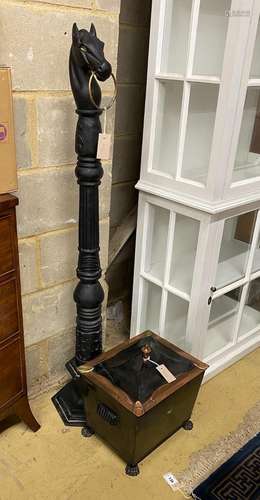 A late Victorian copper and brass mounted coal bin, together...