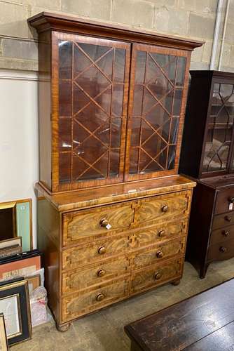 A George IV pale mahogany secretaire bookcase, width 138cm, ...