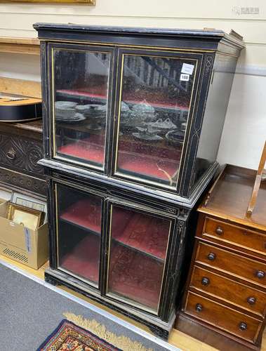 A late Victorian ebonised and parcel gilt collectors cabinet...