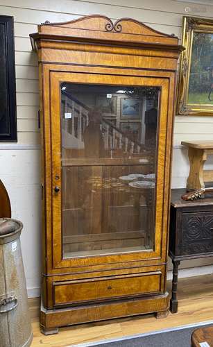 A mid 19th German satin birch vitrine, width 106cm, depth 47...