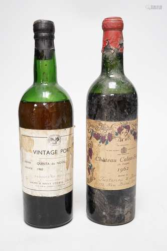 A bottle of Army and Navy stores 1960 vintage port and a bot...