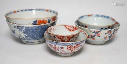 Six 18th century Chinese porcelain bowls (a.f.) and a Chines...