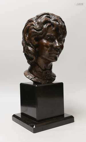 Ronald Cameron (b.1930) bronze bust, Cynthia, 41cm tall