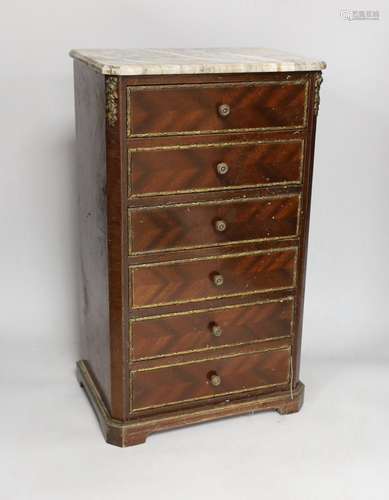 A 20th century French style miniature marble top six drawer ...