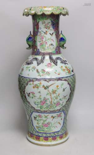 A large 19th century Chinese famille rose baluster vase, 60c...