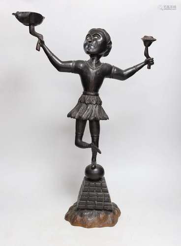 An unusual 19th century Ceylonese carved ebony figure, 91cms...