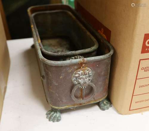 Two Victorian graduated copper tough shaped planters, larges...