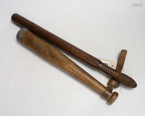 A William IV truncheon and another. Longest 52cm