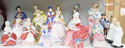 A quantity of Royal Doulton figures, to include Peggy, Valer...