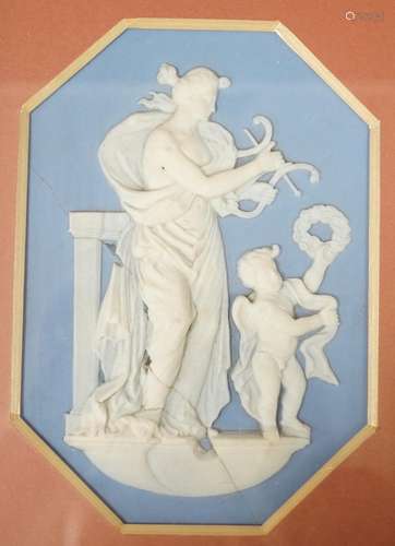 Three framed Wedgwood Jasper ware plaques (one cracked),larg...