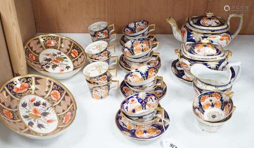 An early 19th century English porcelain Japan-pattern tea an...