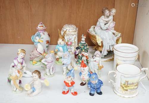 A small group of various porcelain figures etc. including Be...