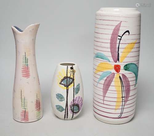 Three West German art pottery vases; Jasba vase and Bay Kera...