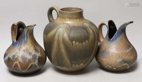 Three West German art pottery items; a pair of Duemler &...