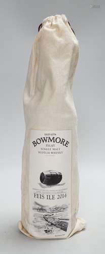 A bottle of Bowmore Feis Ile 2014 single malt whisky