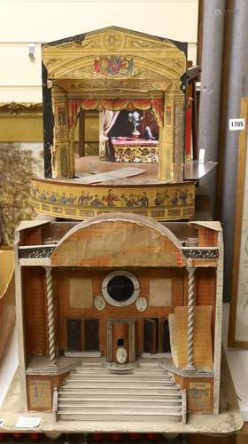 A scratch built model theatre building, 43 x 37cm, together ...