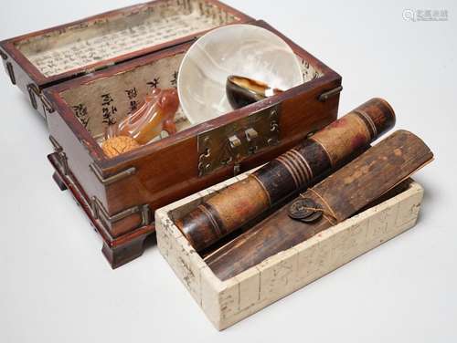 A selection of various Chinese curios, to include carvings e...